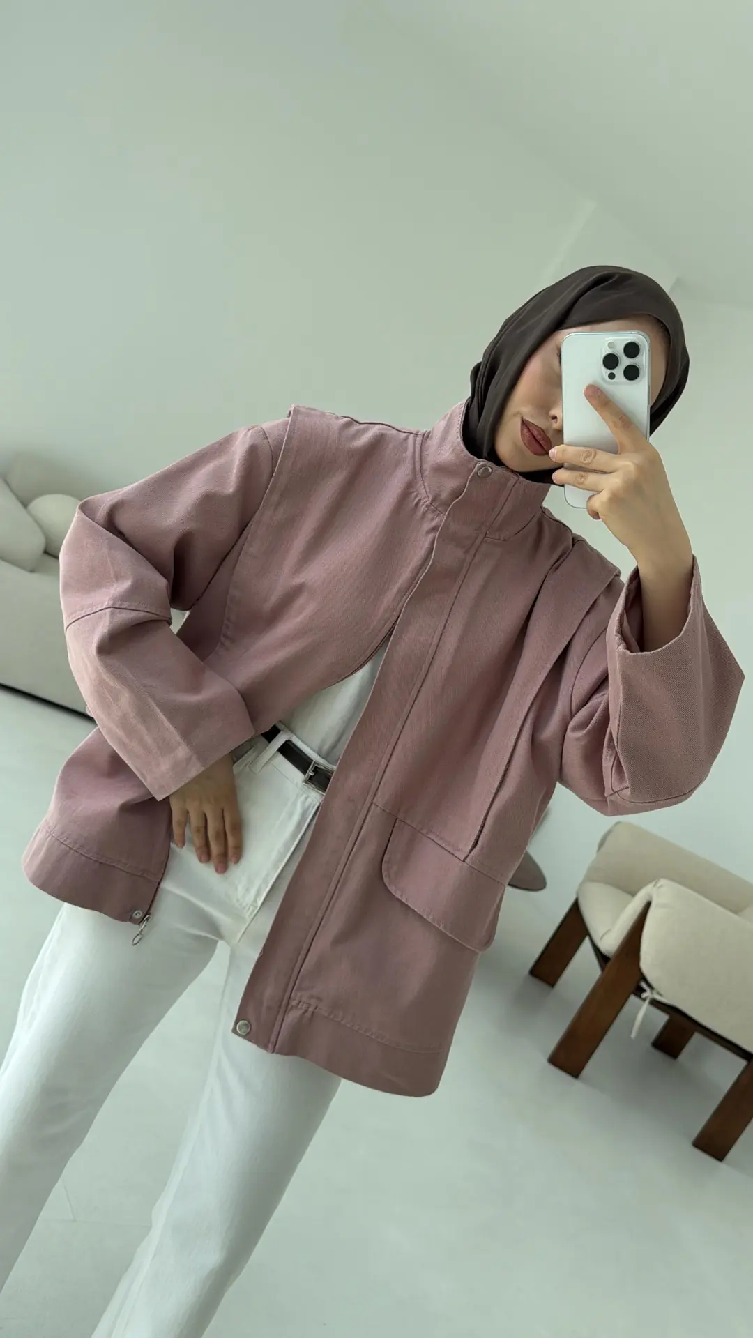 Premium Gabardin Tasarım Ceket Gül Kurusu