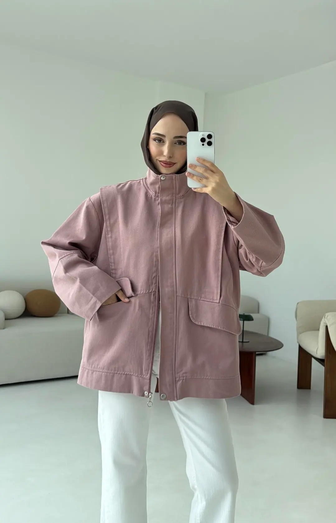 Premium Gabardin Tasarım Ceket Gül Kurusu