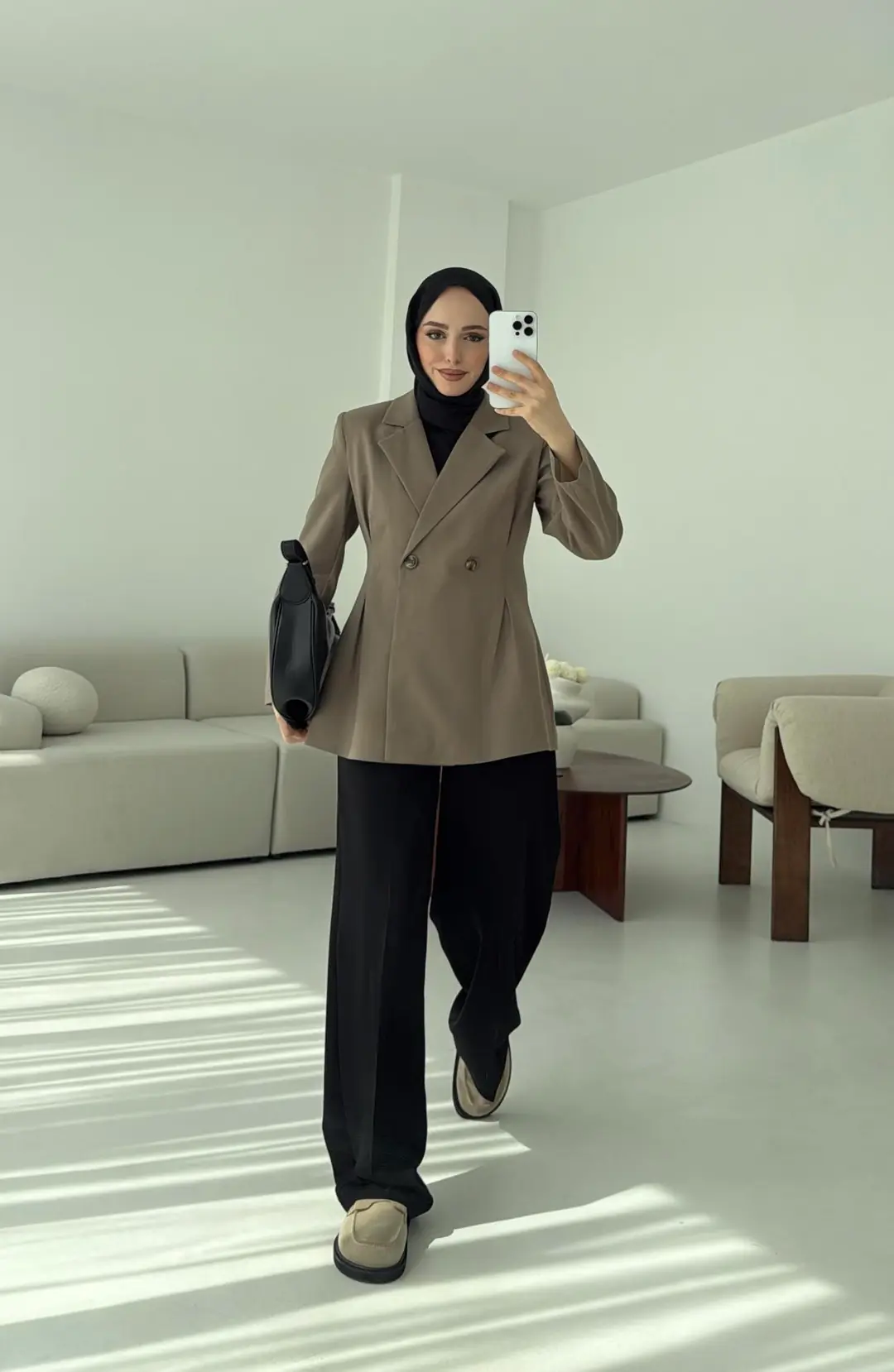 Pile Detay Blazer Ceket Vizon