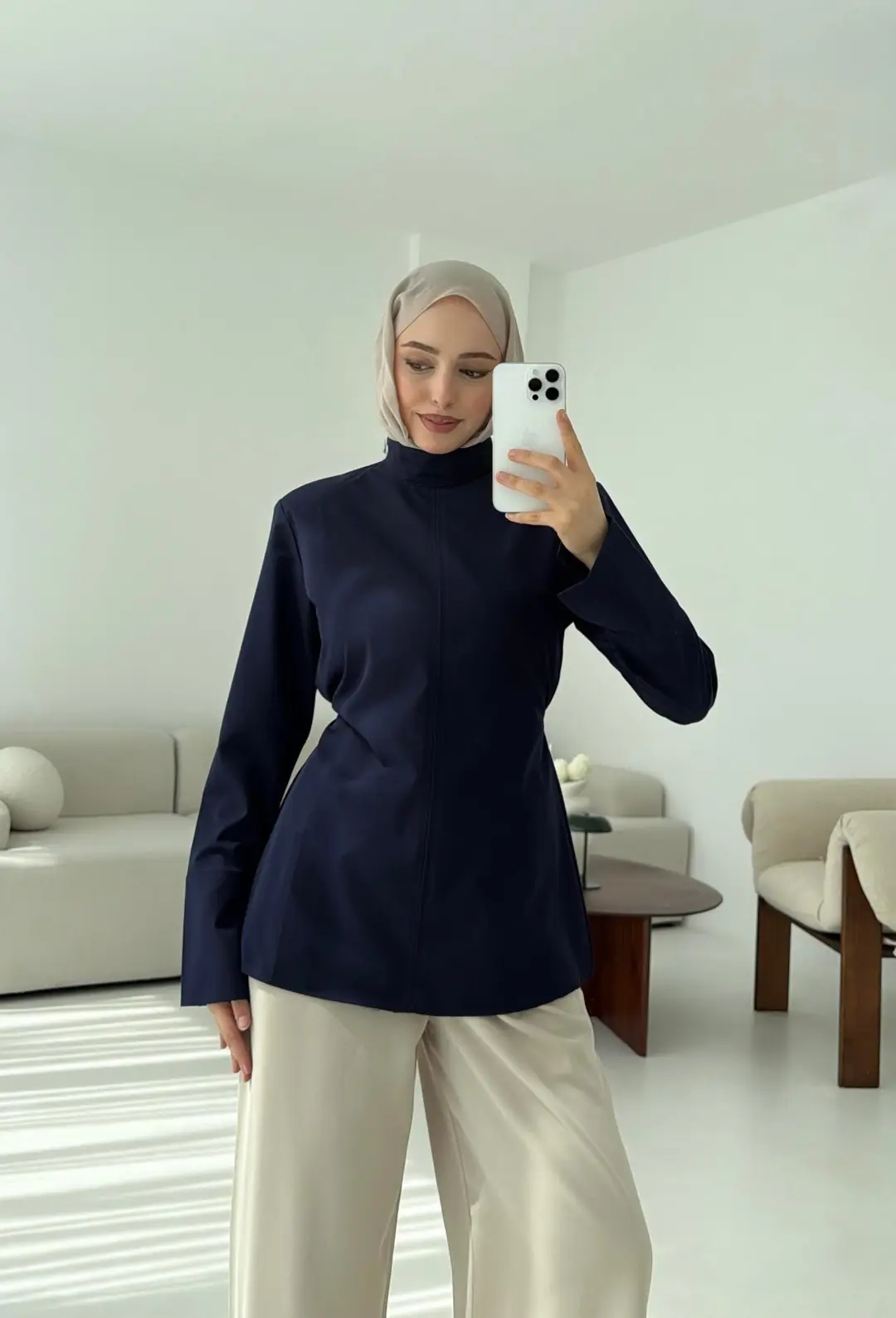 Vatkalı Bluz Lacivert