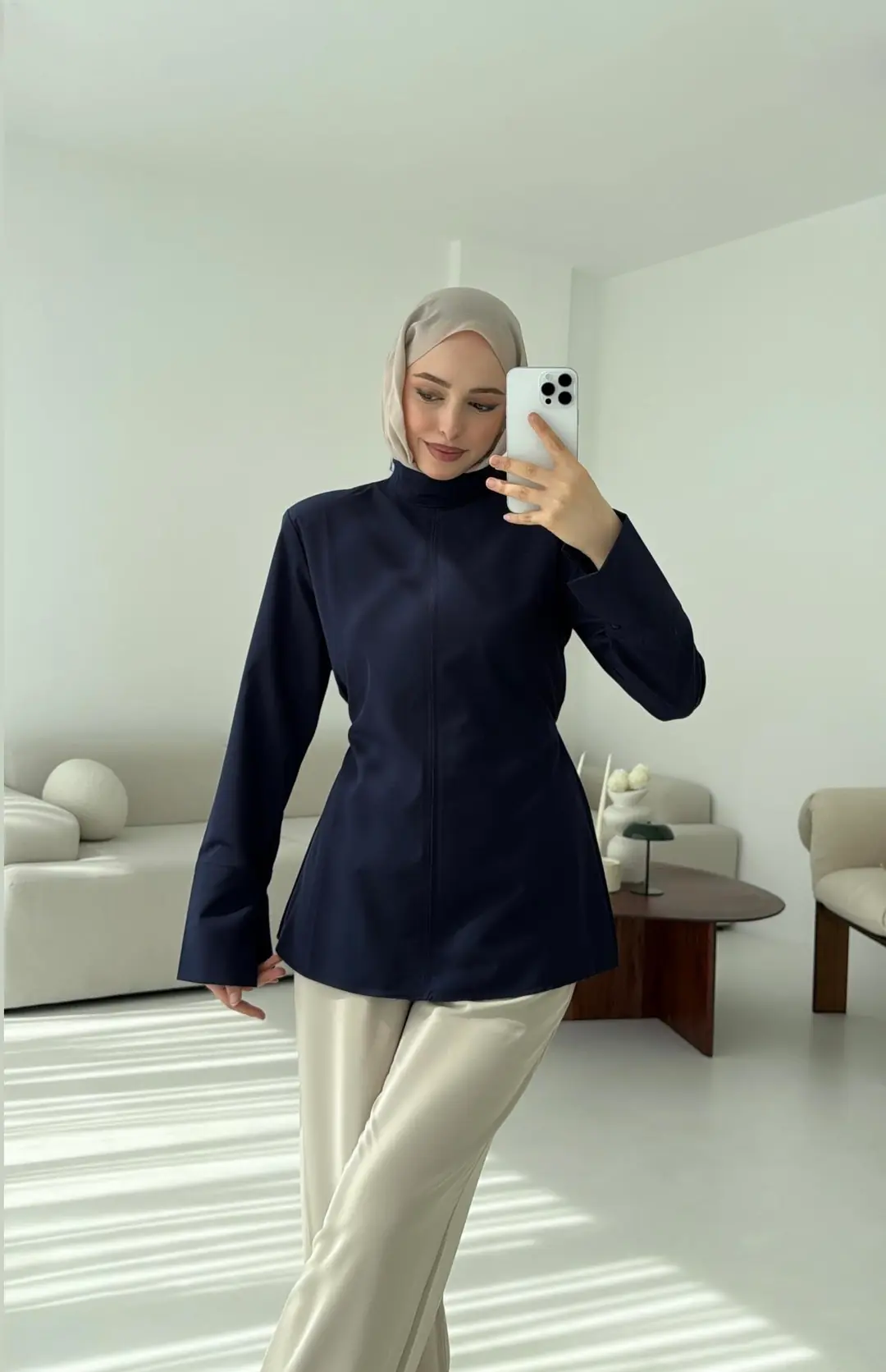 Vatkalı Bluz Lacivert