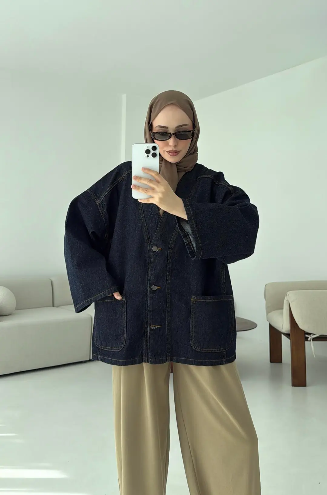 Oversize Wide Denim Ceket