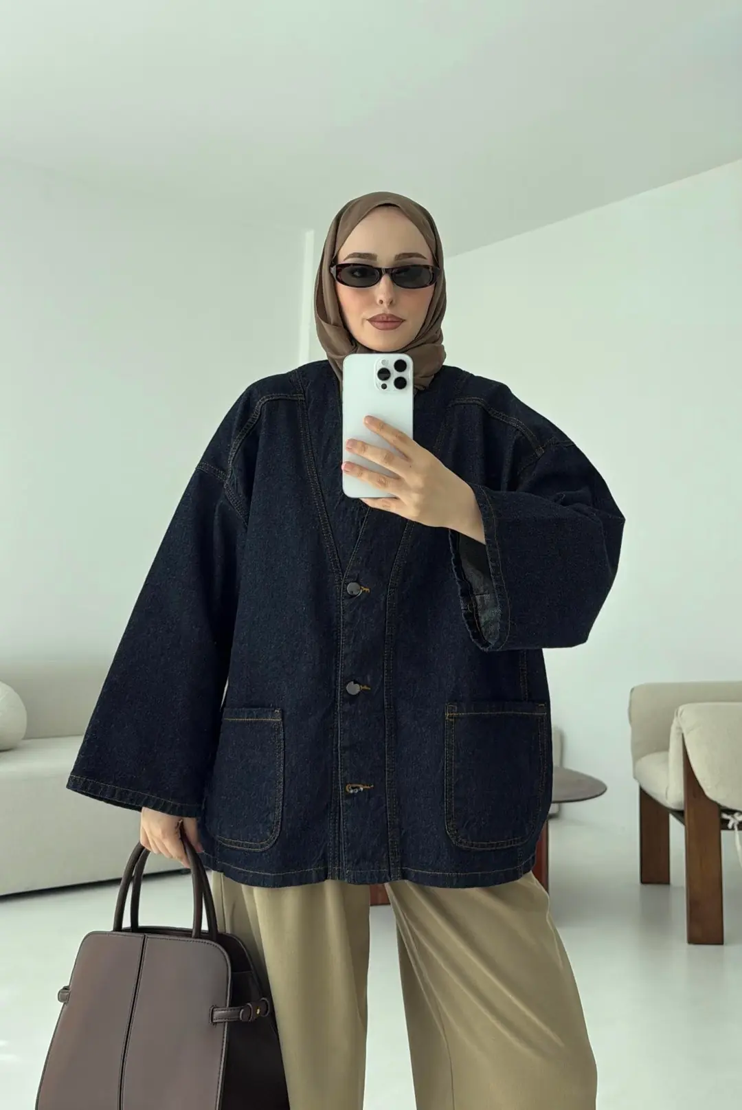 Oversize Wide Denim Ceket
