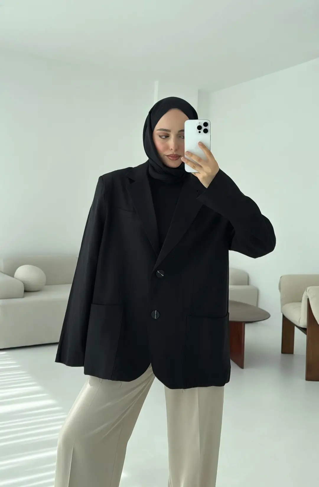 Keten Cepli Ceket Siyah