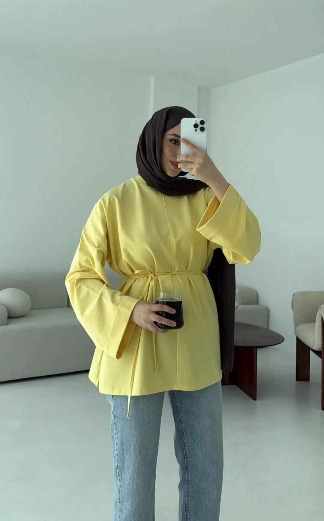 Bağlamalı Yanı Yırtmaç Detay Sweat Sarı