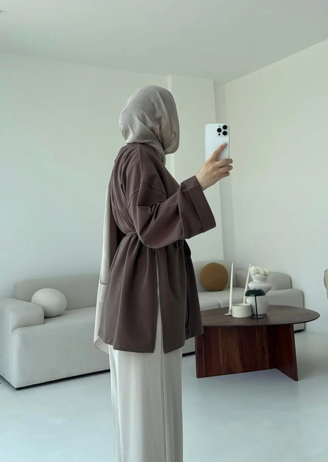 Bağlamalı Yanı Yırtmaç Detay Sweat Acık Kahve