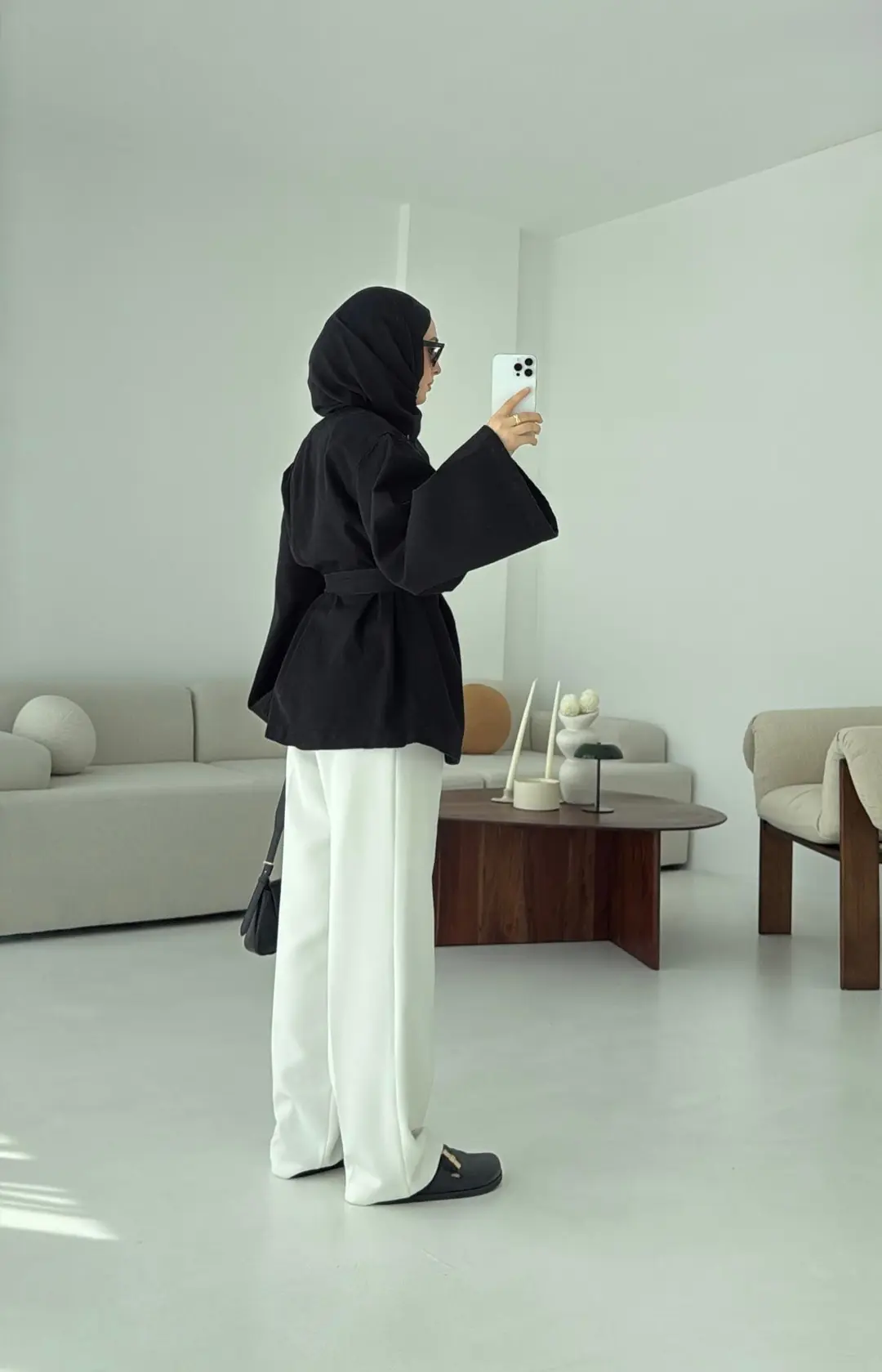 Kemerli Kot Ceket Siyah