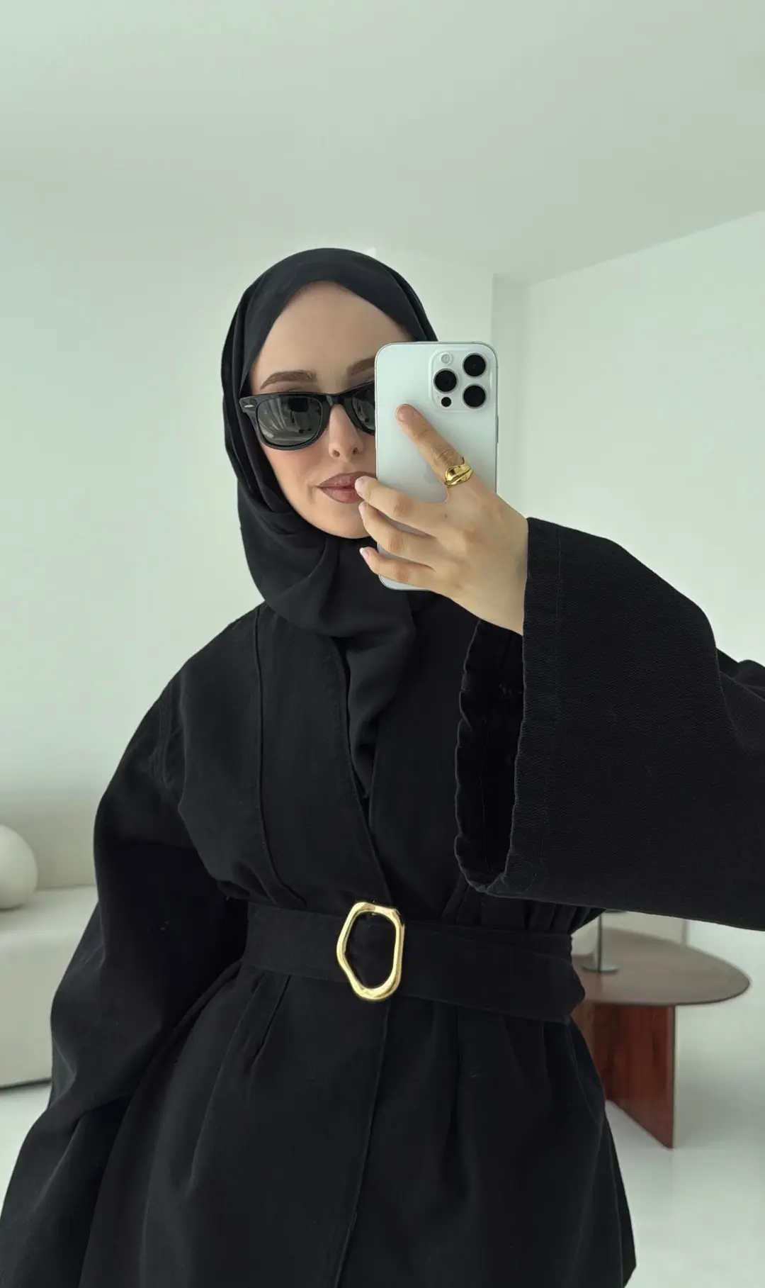Kemerli Kot Ceket Siyah