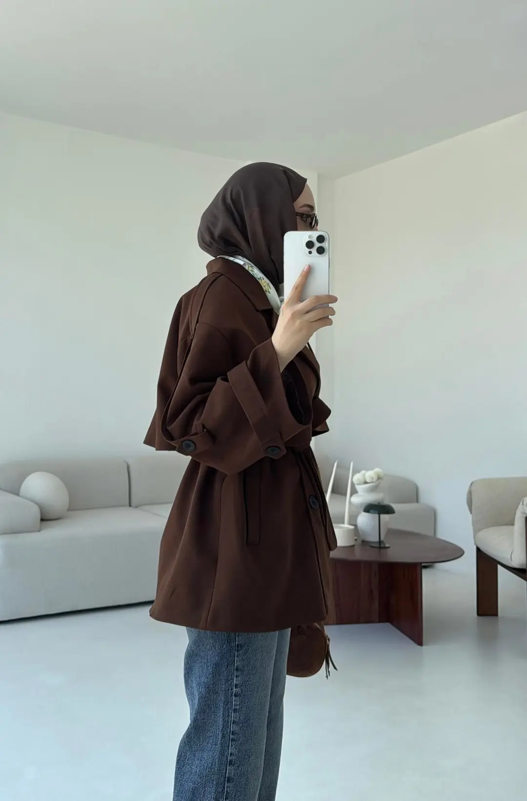 Kahve Bağlamalı Trençkot