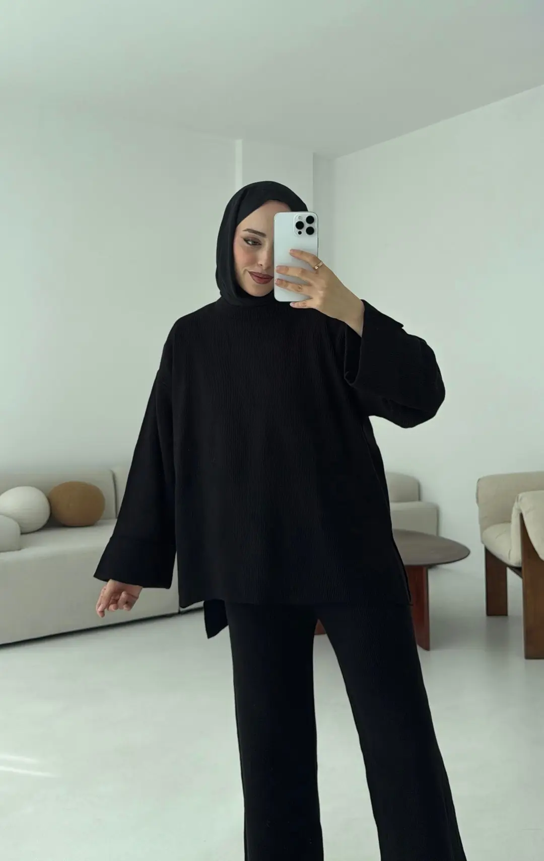 Selanik Triko Pantolon Takım Siyah