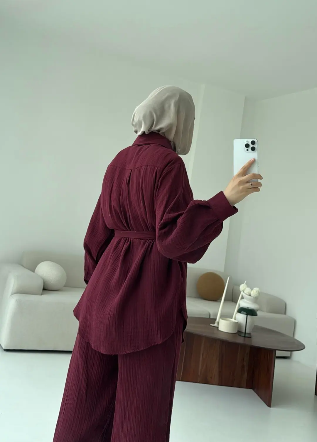 Müslin Gömleklİ Takım Bordo