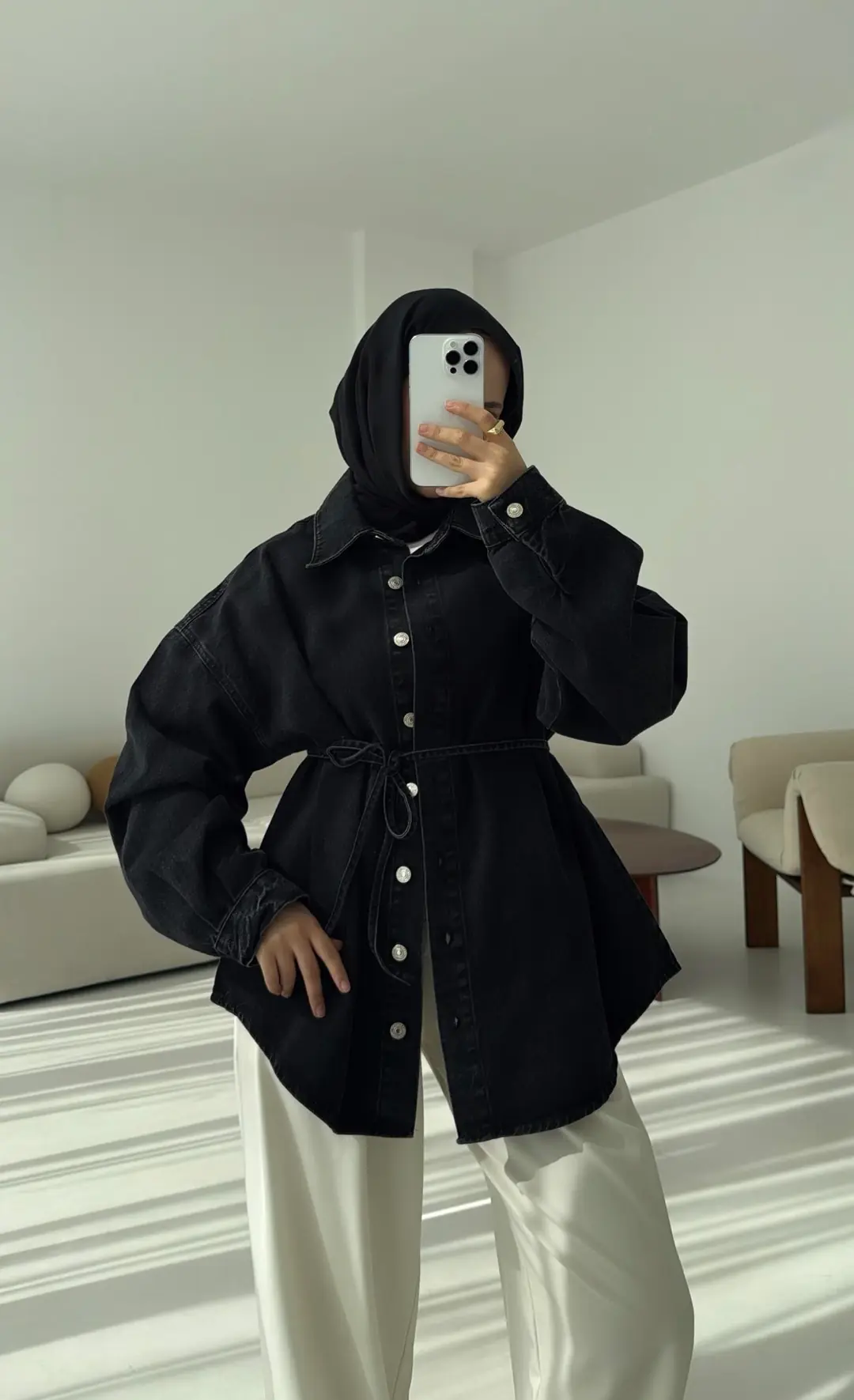 Yıkamalı Siyah Denim Ceket