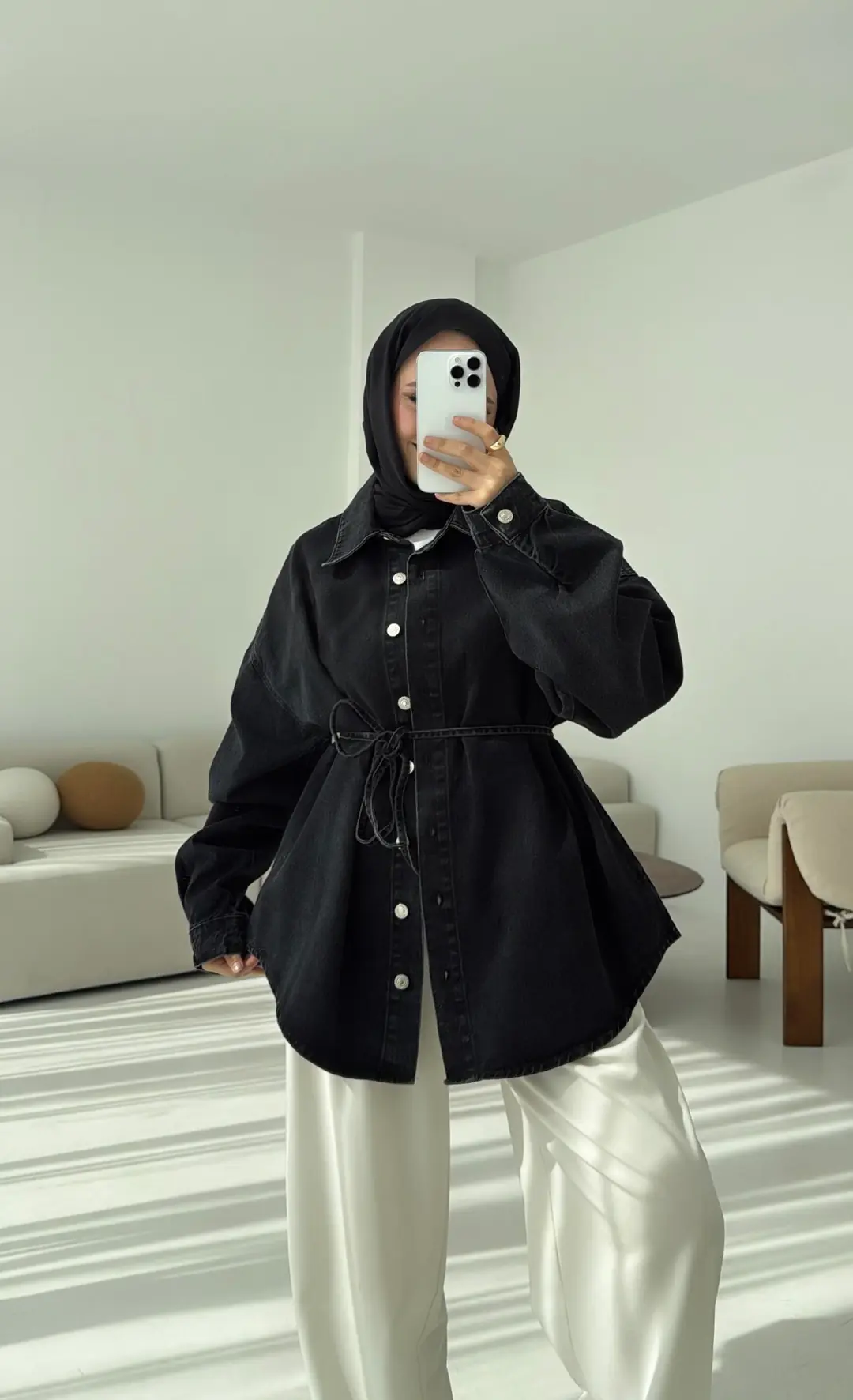 Yıkamalı Siyah Denim Ceket