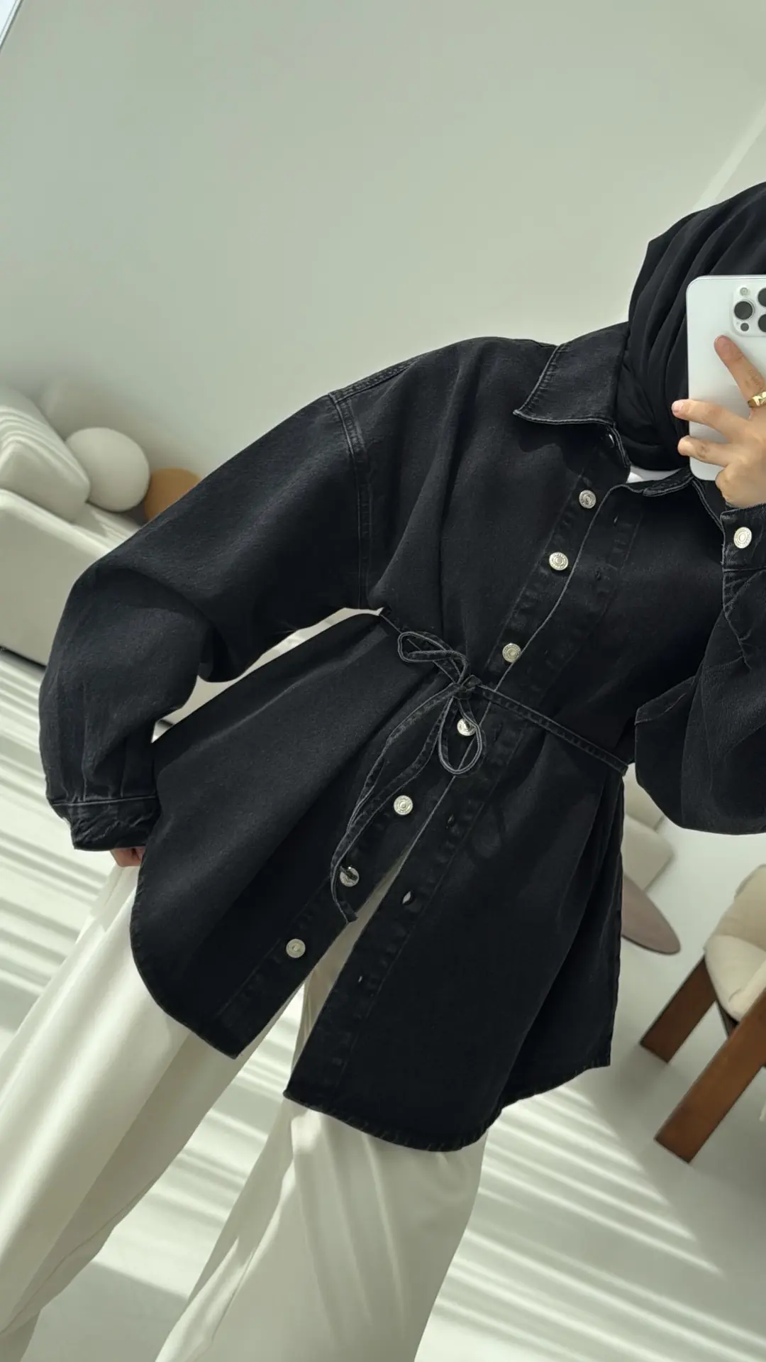Yıkamalı Siyah Denim Ceket