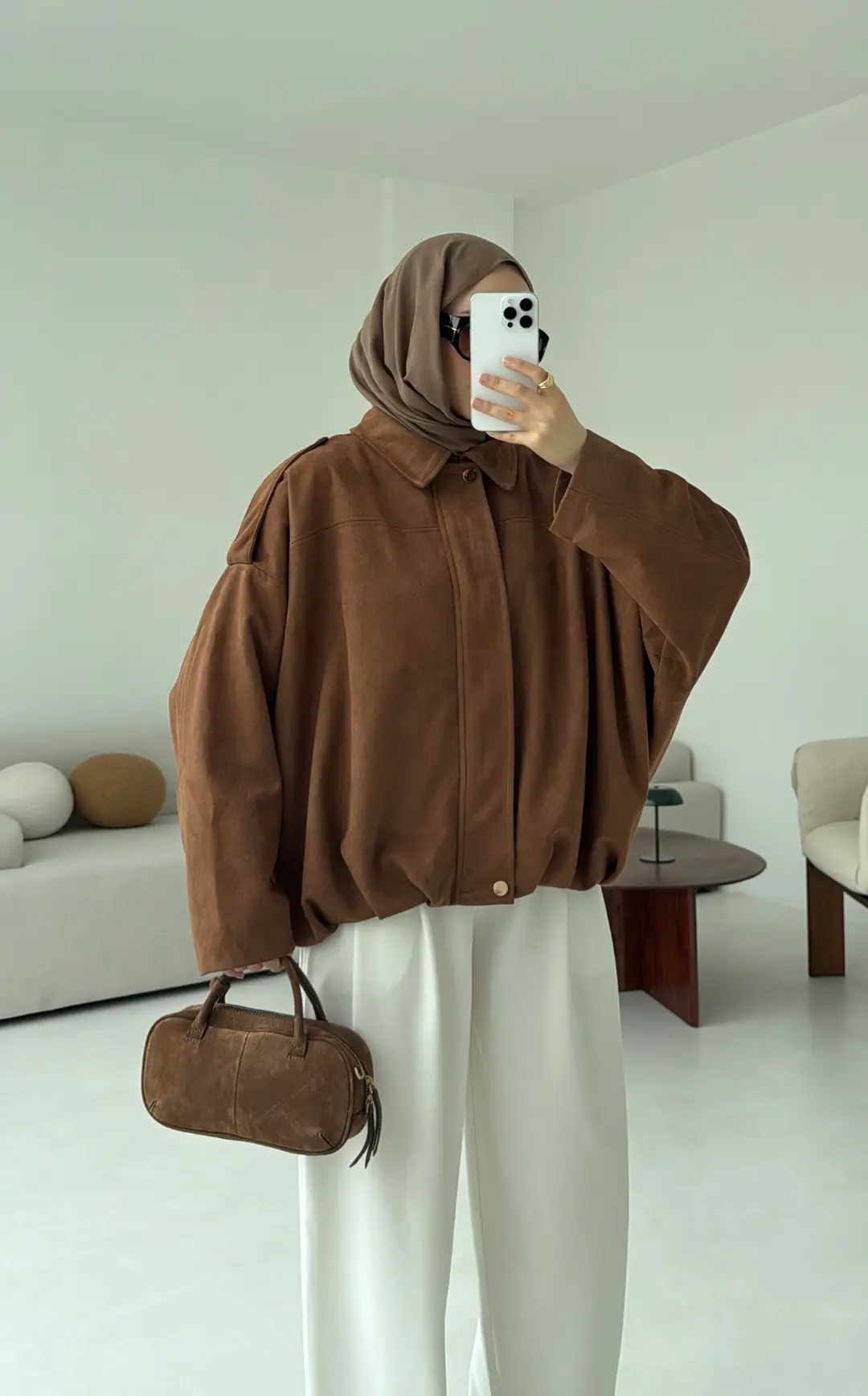 Süet Bomber Ceket Taba