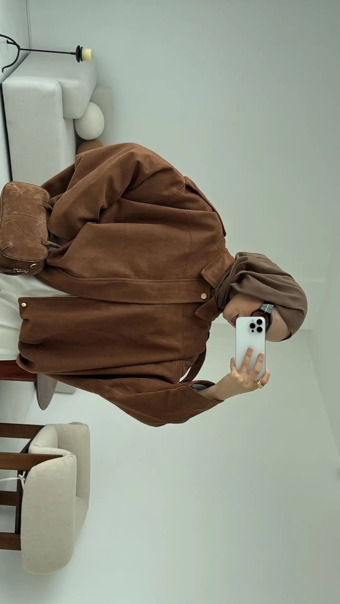 Süet Bomber Ceket Taba