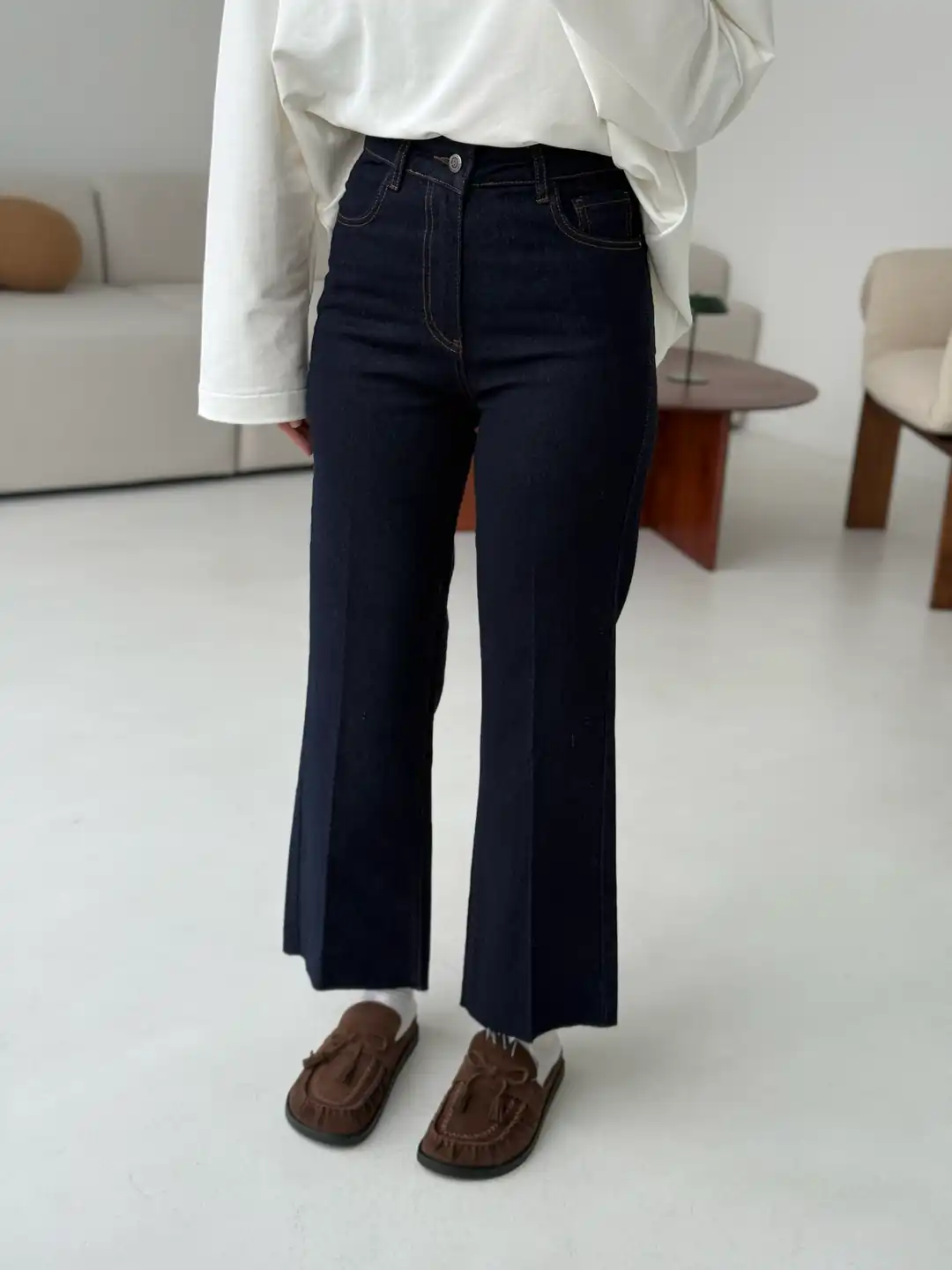Premium Paçası Kesik Jean Lacivert R143