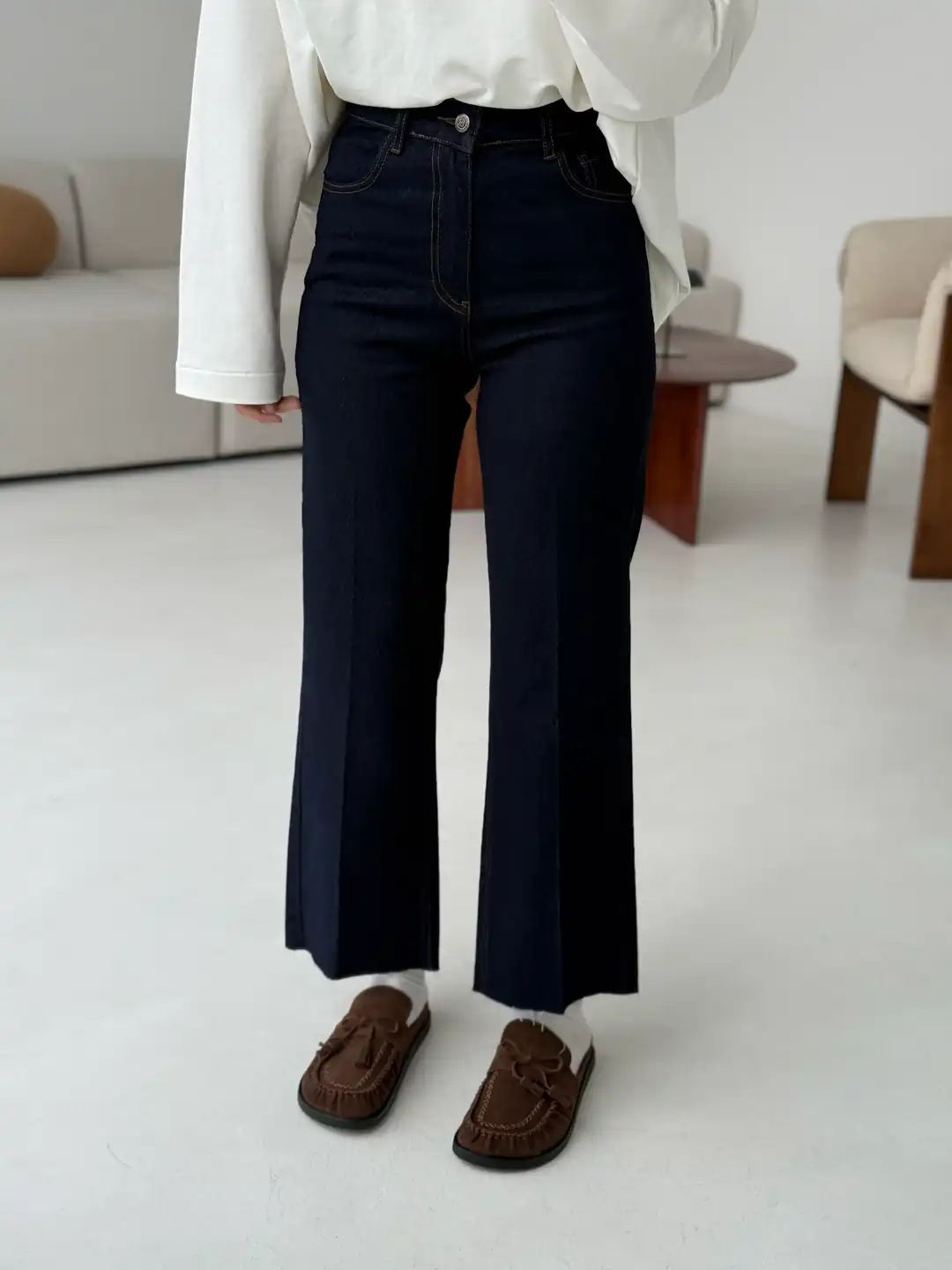 Premium Paçası Kesik Jean Lacivert R143
