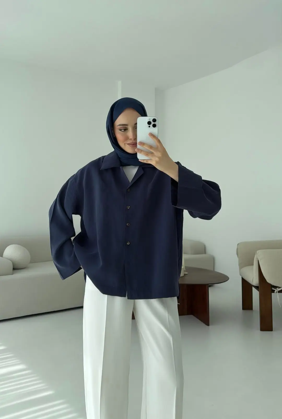 Oversize Gömlek Lacivert
