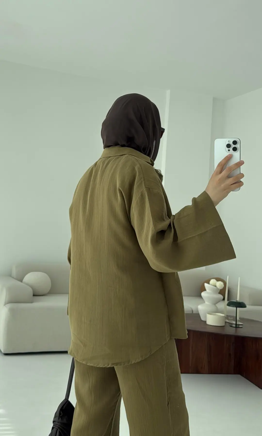 Müslin Düğmeli Kimono Takım Yeşil