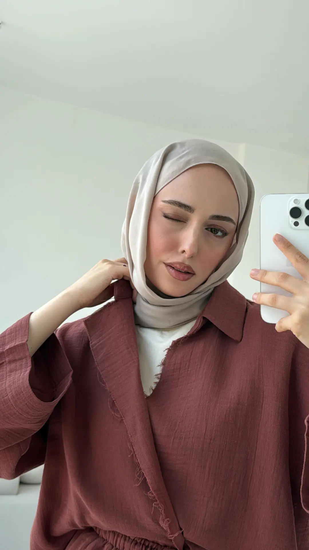 Müslin Düğmeli Kimono Takım Kiremit