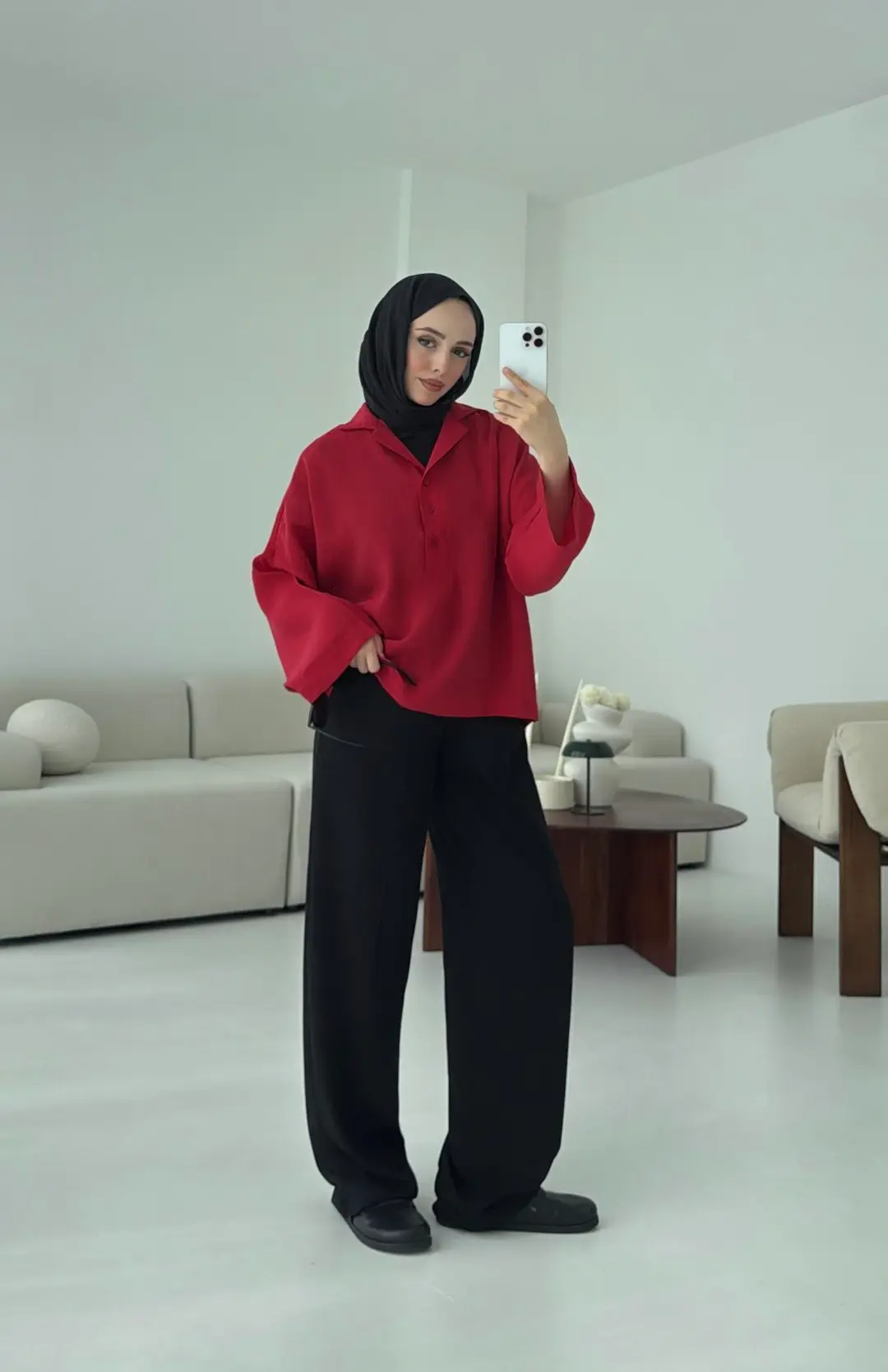 Polo Yaka Bluz Kırmızı