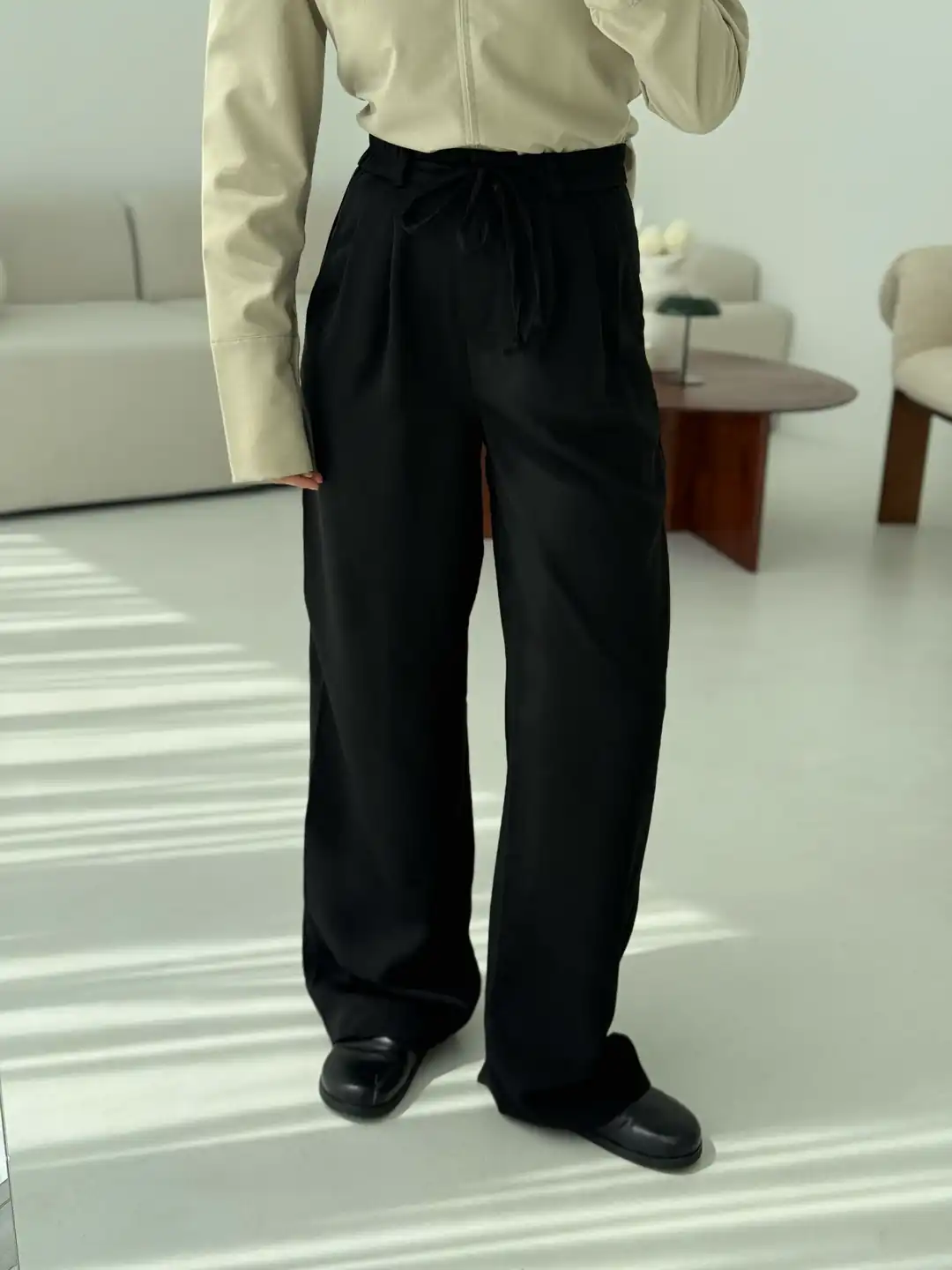 Bağcıklı Pantolon Siyah