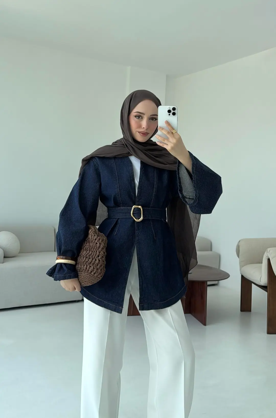 Kemerli Kot Ceket Lacivert