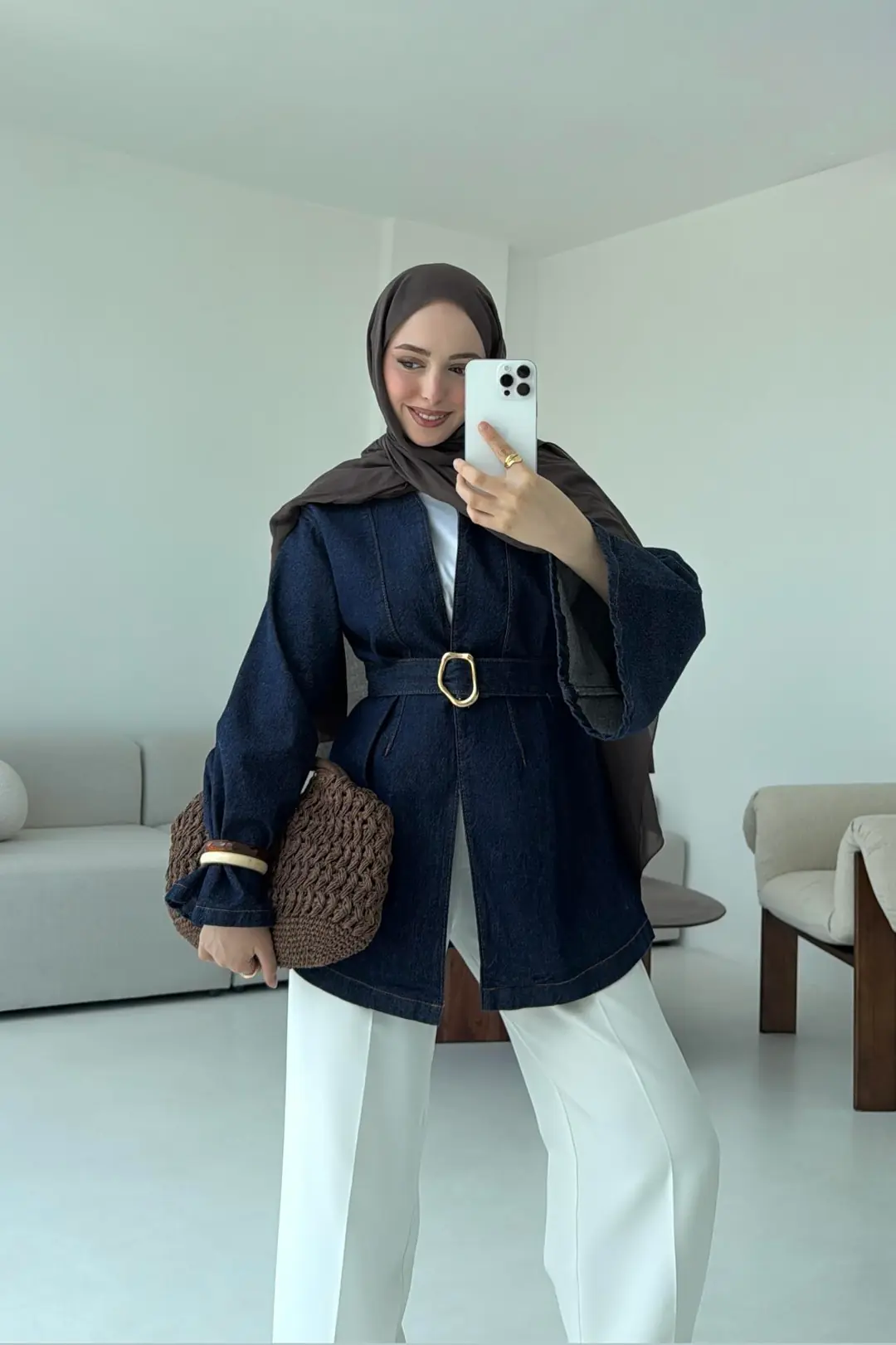 Kemerli Kot Ceket Lacivert