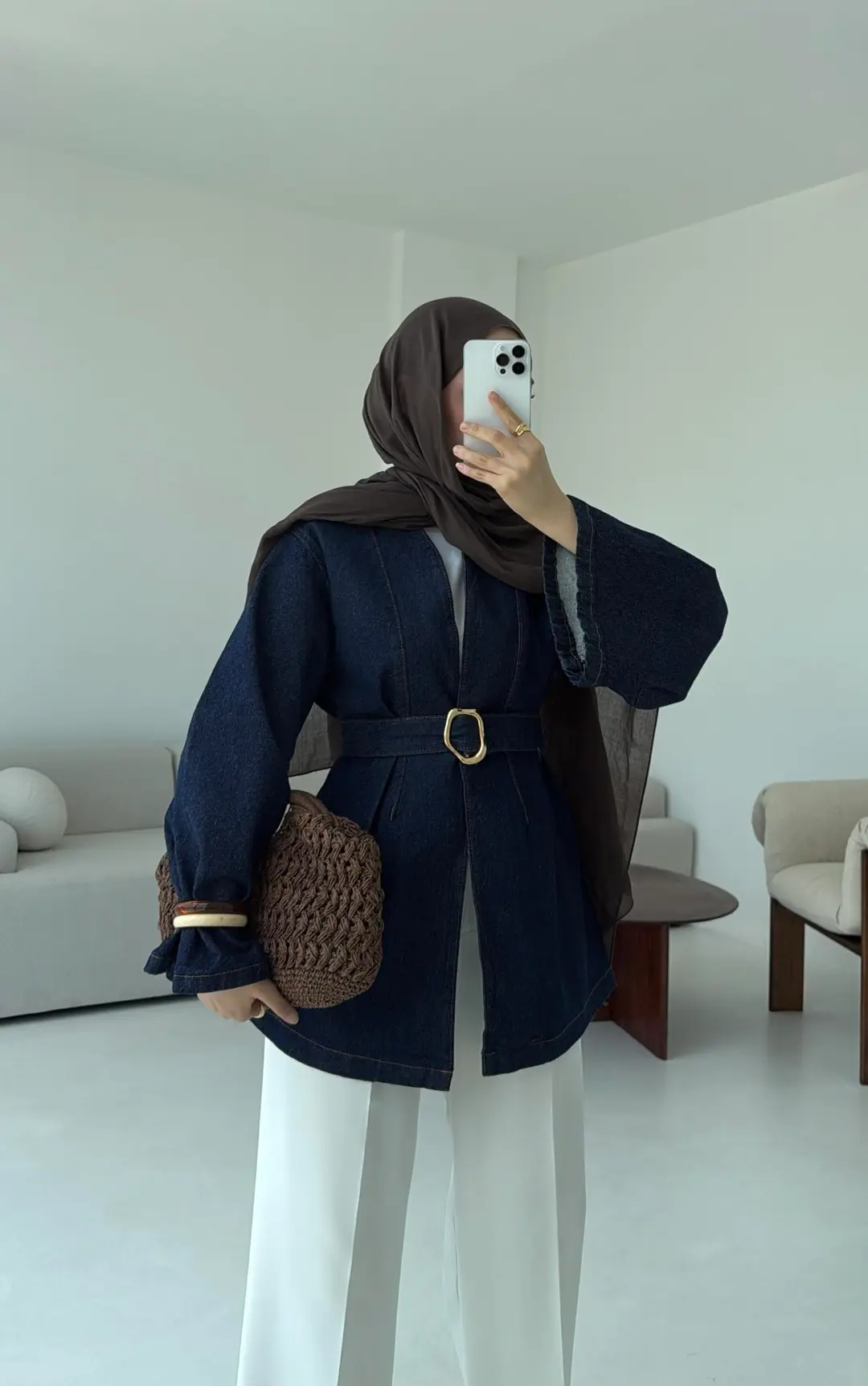 Kemerli Kot Ceket Lacivert