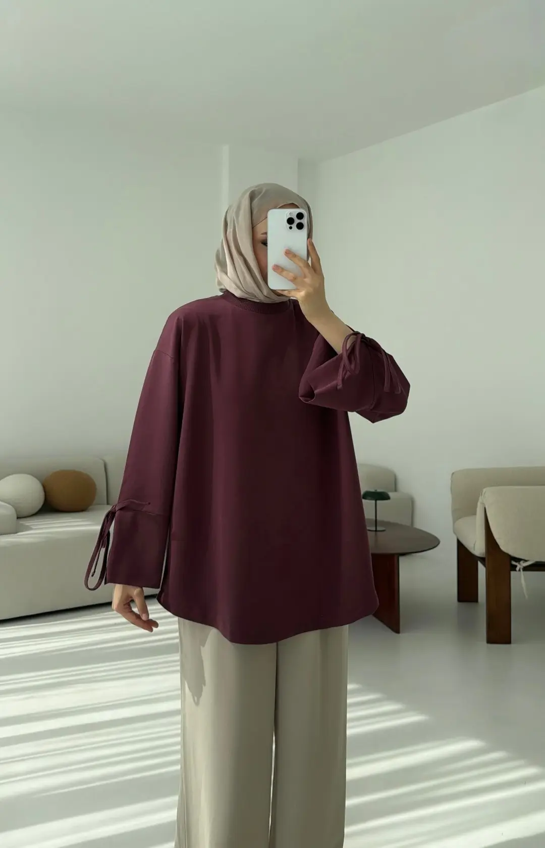 Manşeti Yırtmaçlı Sweat Gül Kurusu