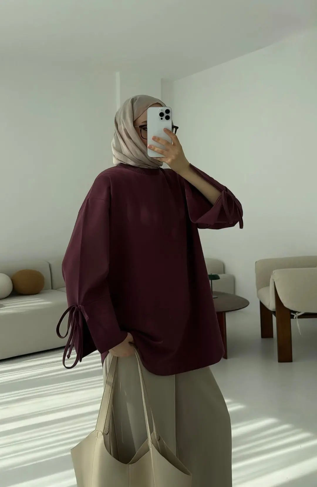Manşeti Yırtmaçlı Sweat Gül Kurusu