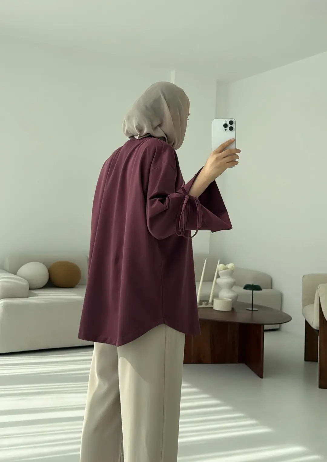 Manşeti Yırtmaçlı Sweat Gül Kurusu