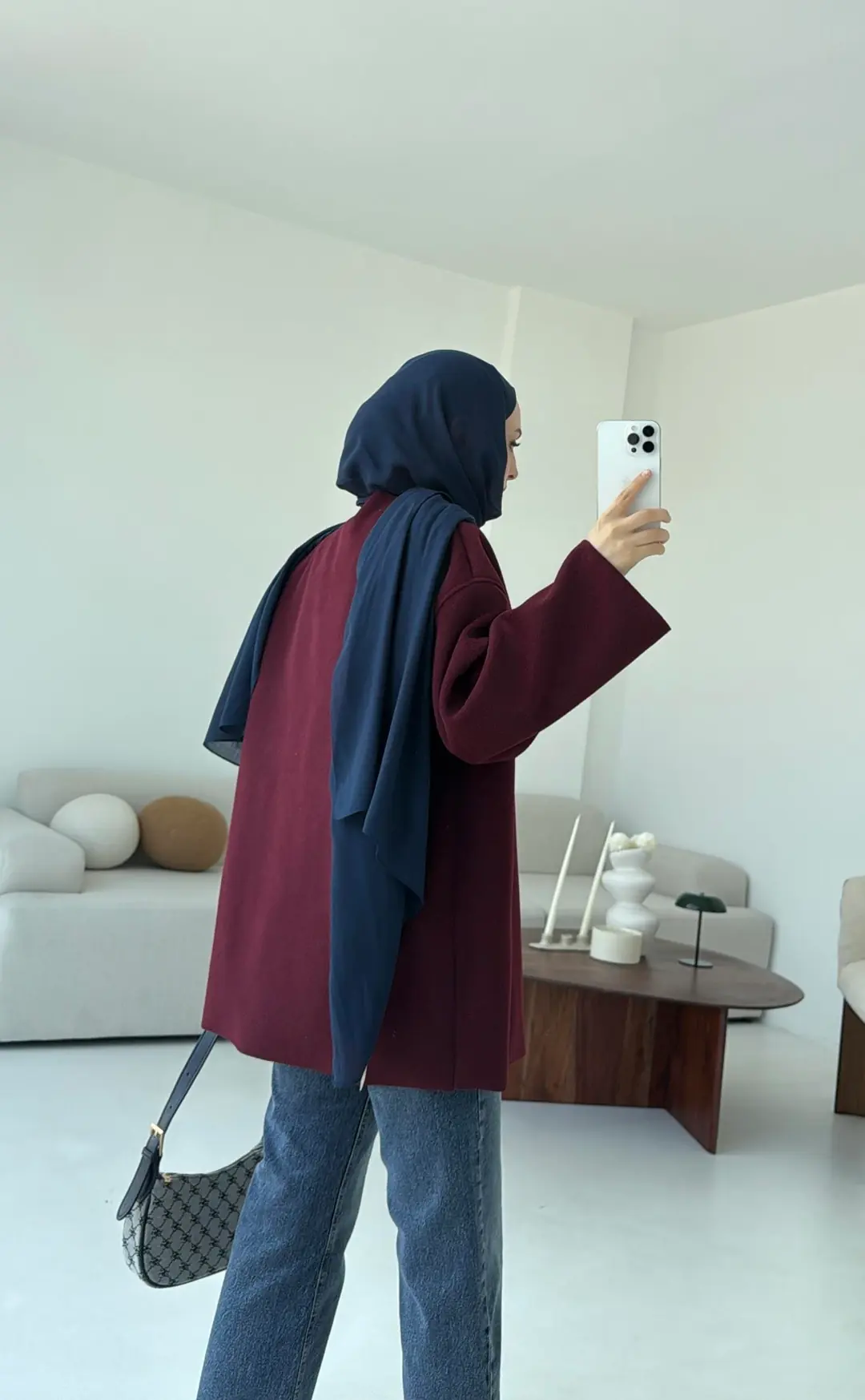 Hafif Tek Dügmeli Kaşe Ceket Bordo