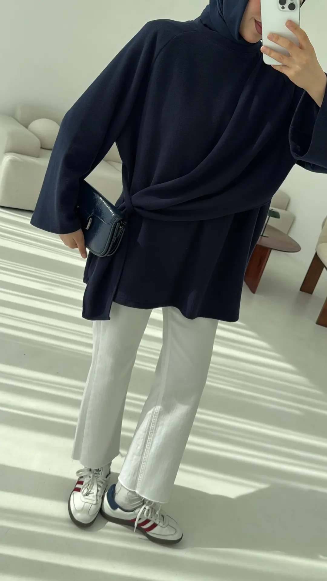 Yandan Şallı Tunik Lacivert