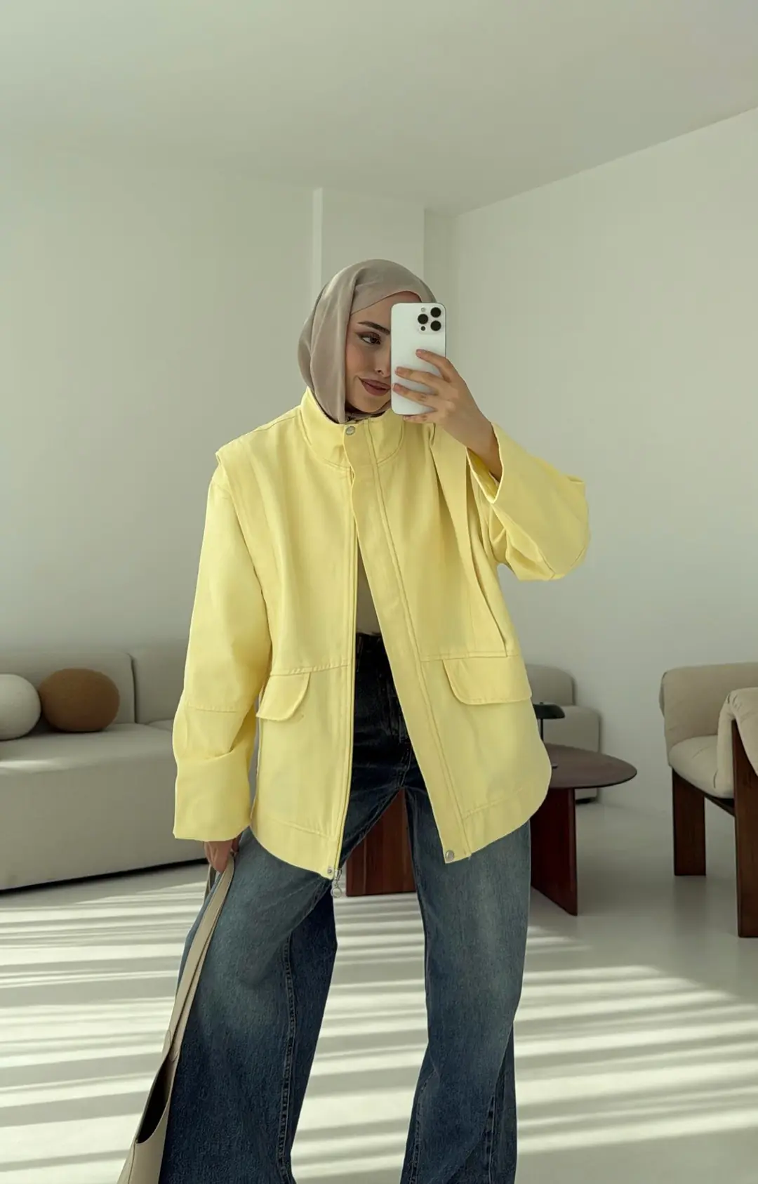 Premium Gabardin Tasarım Ceket  Sarı