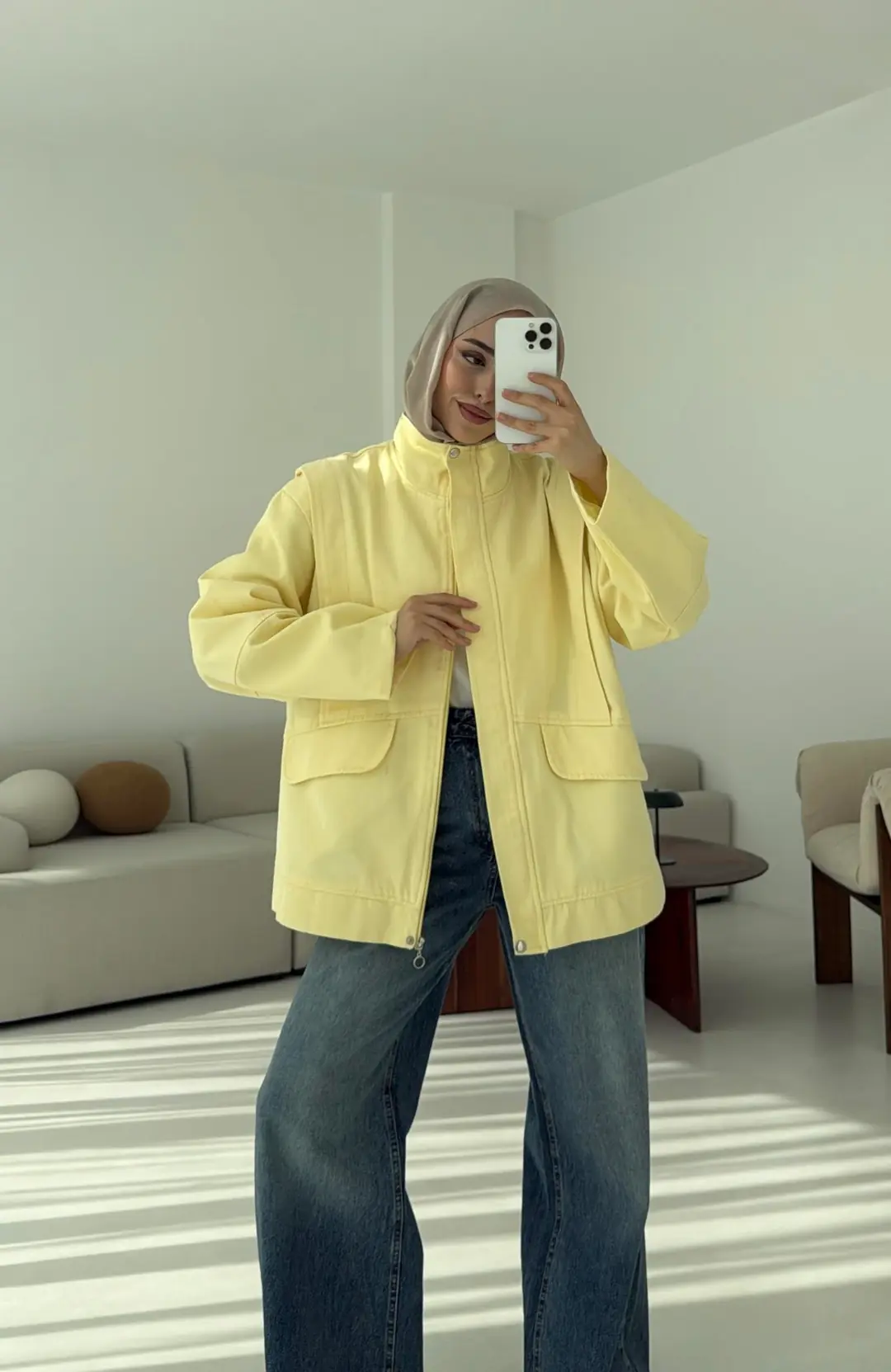 Premium Gabardin Tasarım Ceket Sarı