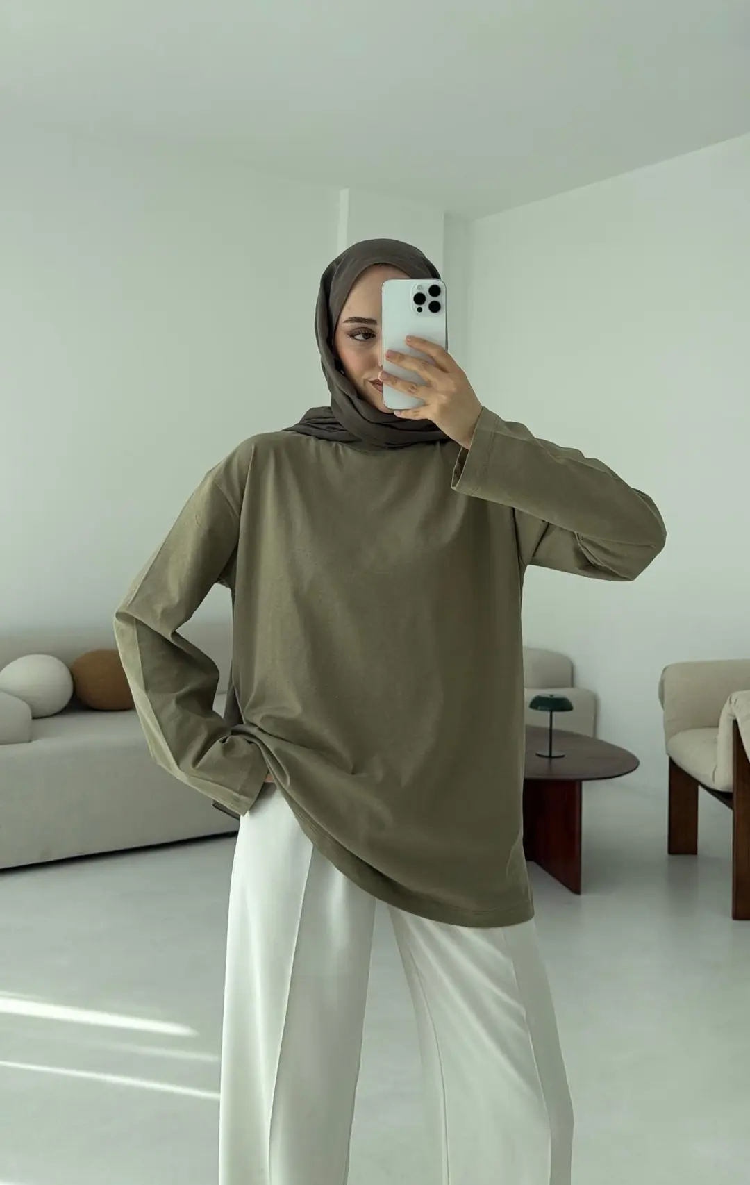 Basıc Sweatshirt Haki