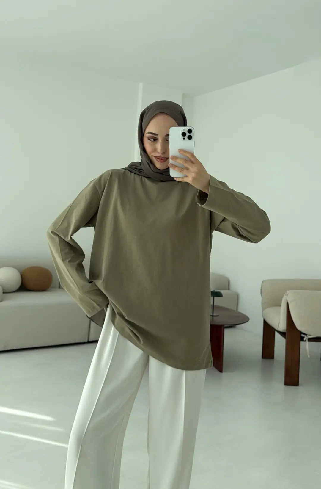 Basıc Sweatshirt Haki