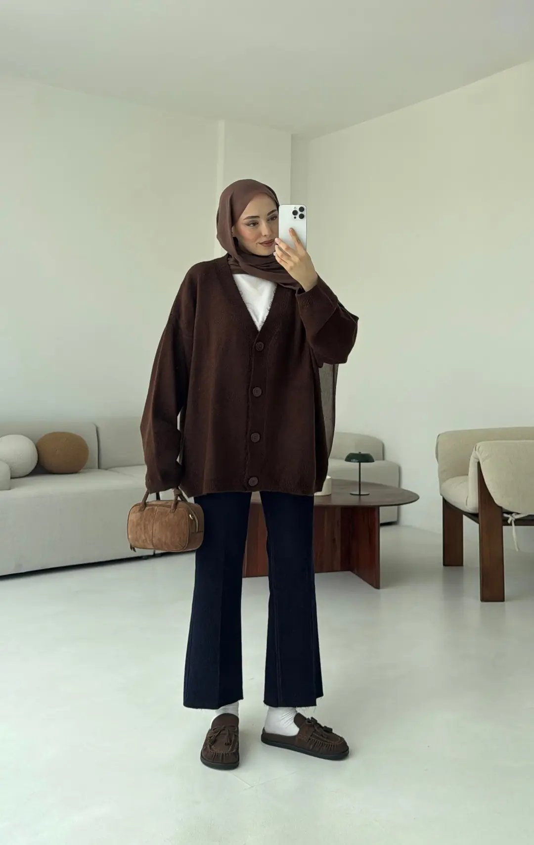 Oversize Yünlü Kazak Kahve