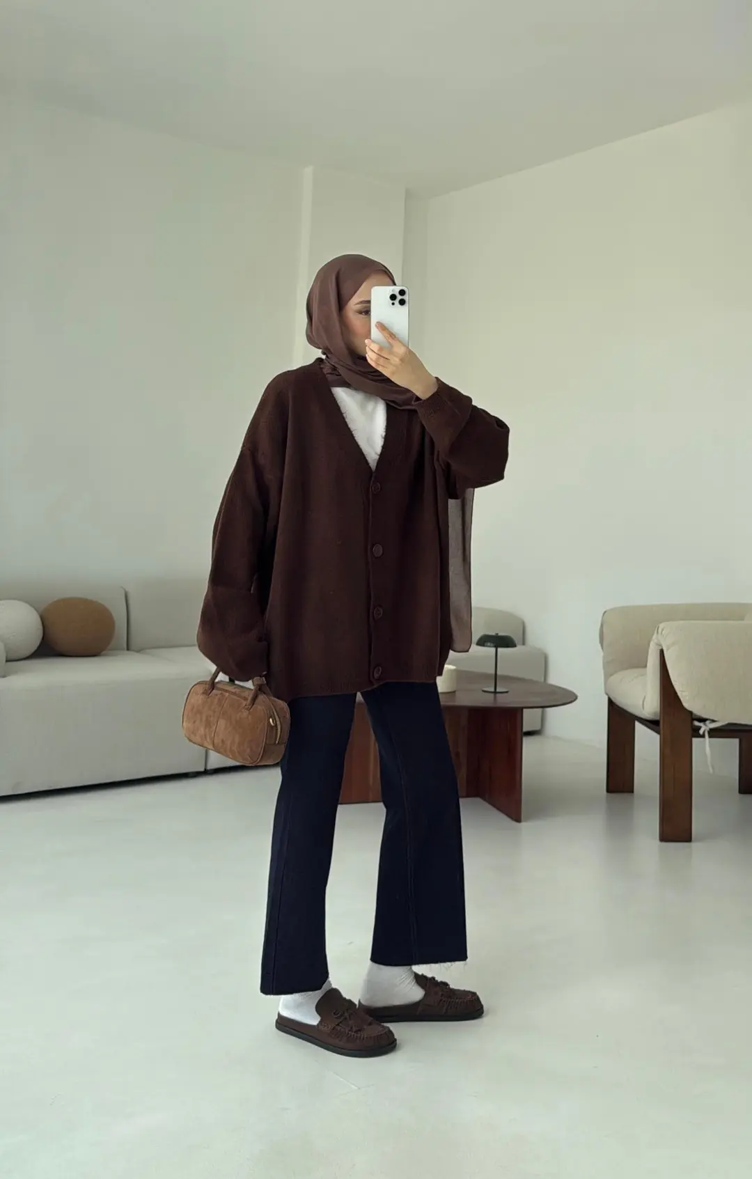 Oversize Yünlü Kazak Kahve
