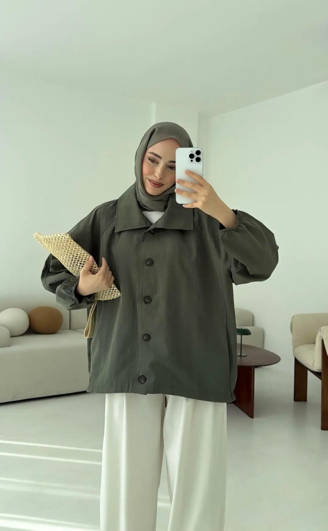 Dik Yaka Bomber Trençkot Haki