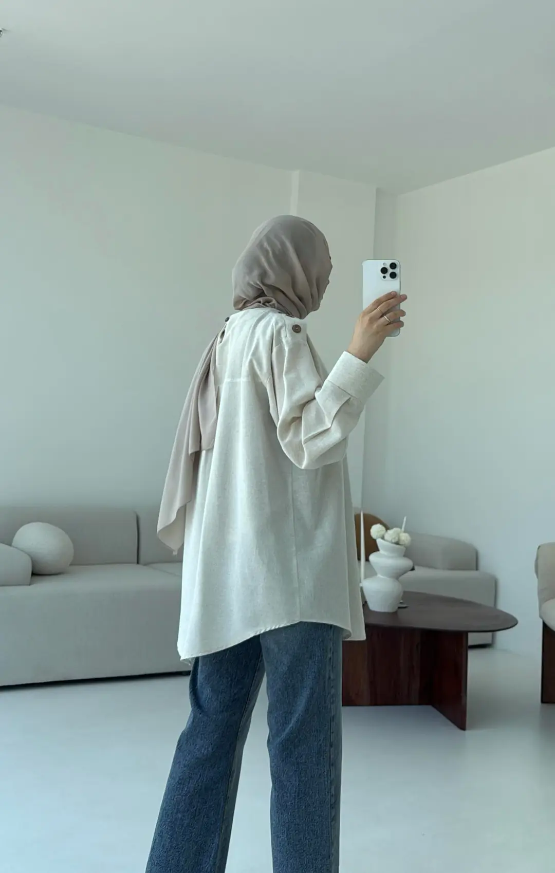 Bağlamalı Keten Bluz Natural