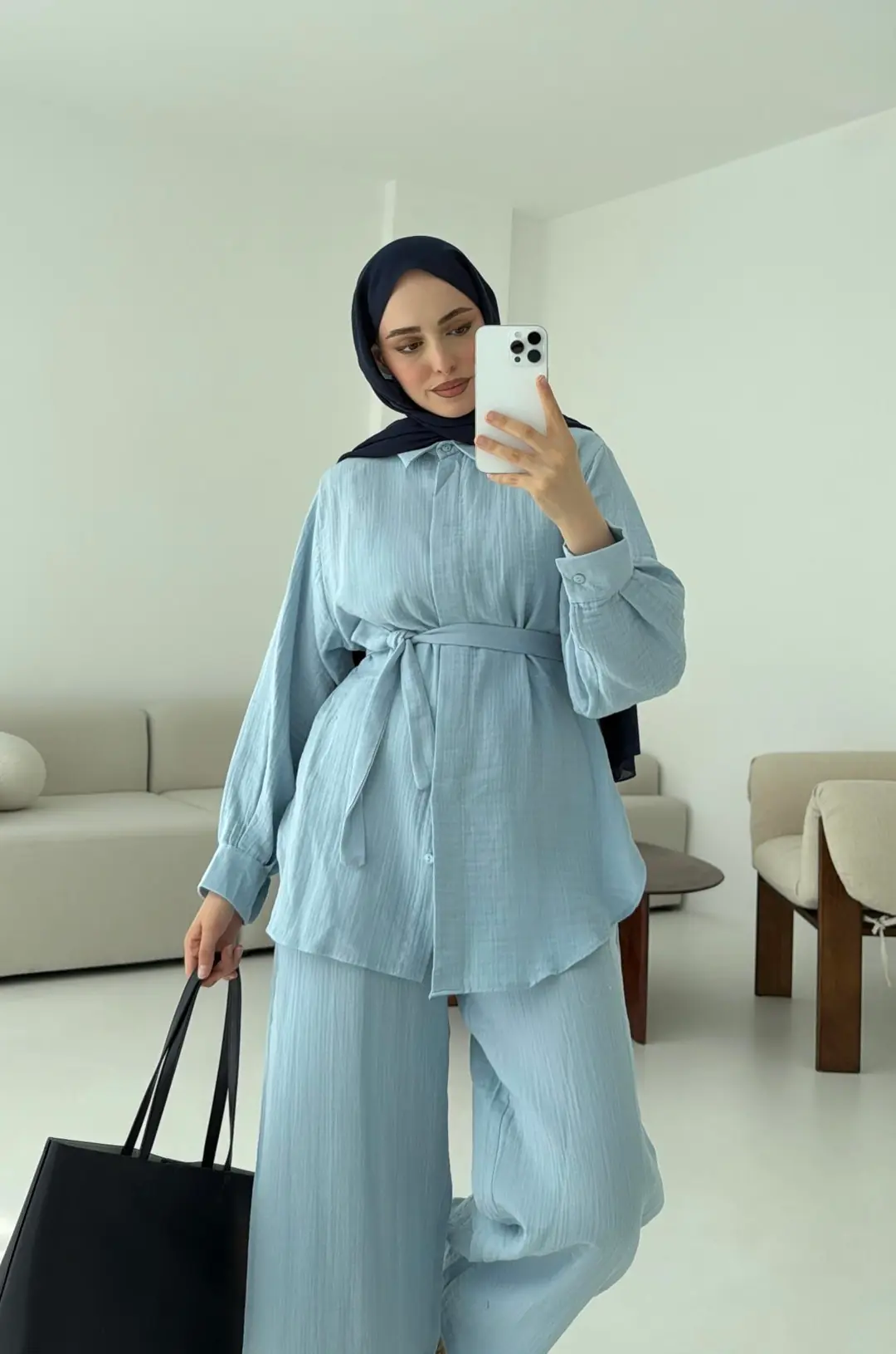 Müslin Gömleklİ Takım Bebe Mavi