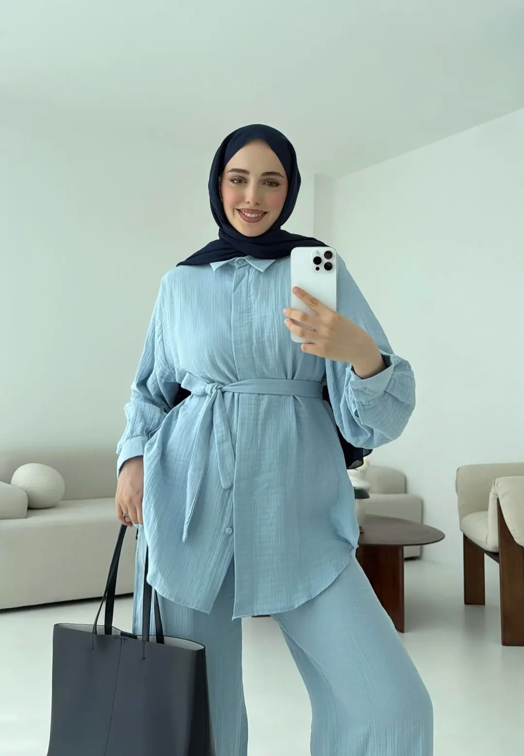 Müslin Gömleklİ Takım Bebe Mavi