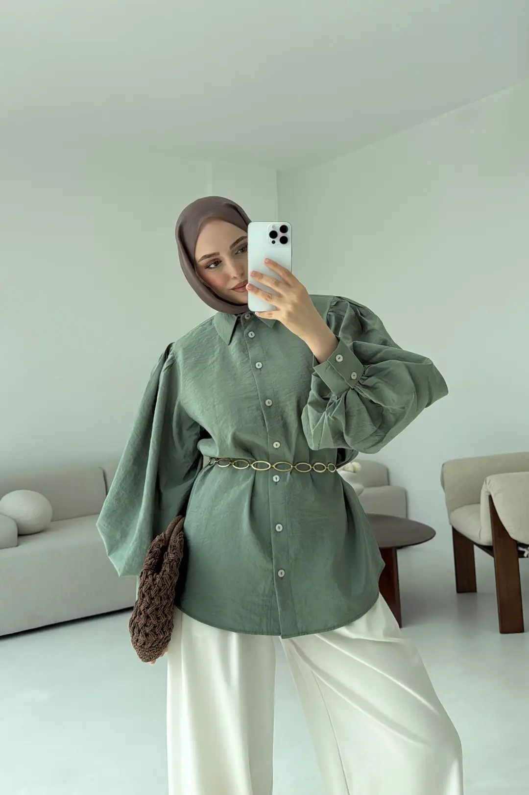 Cotton Balon Kol Gömlek Adaçayı
