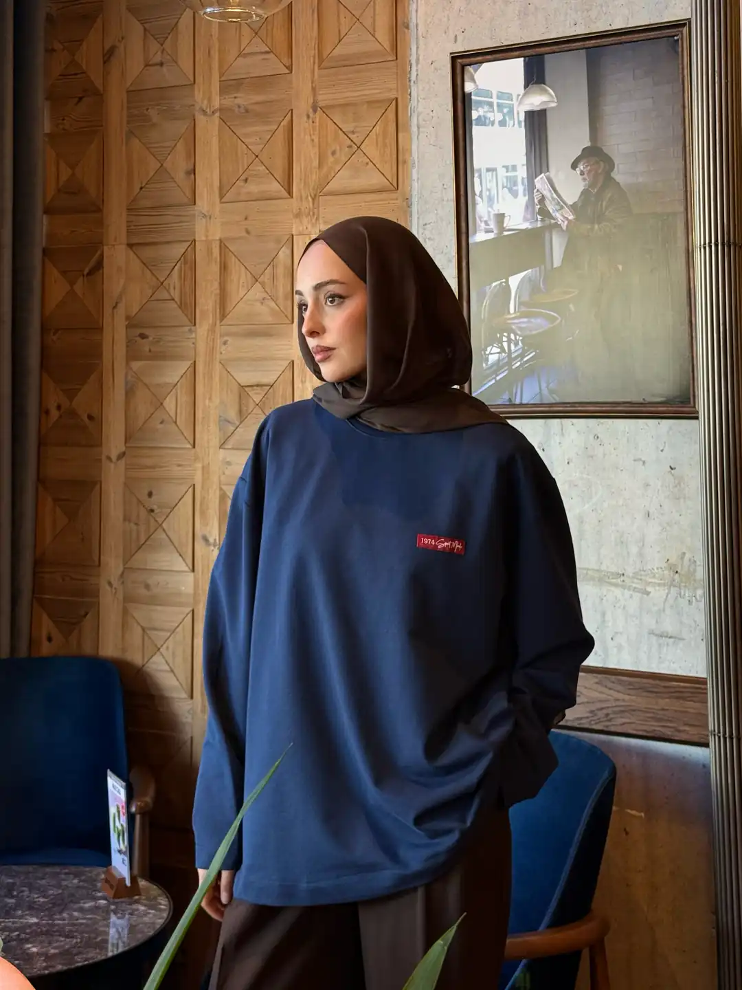 Etiket Baskılı Sweatshirt Lacivert