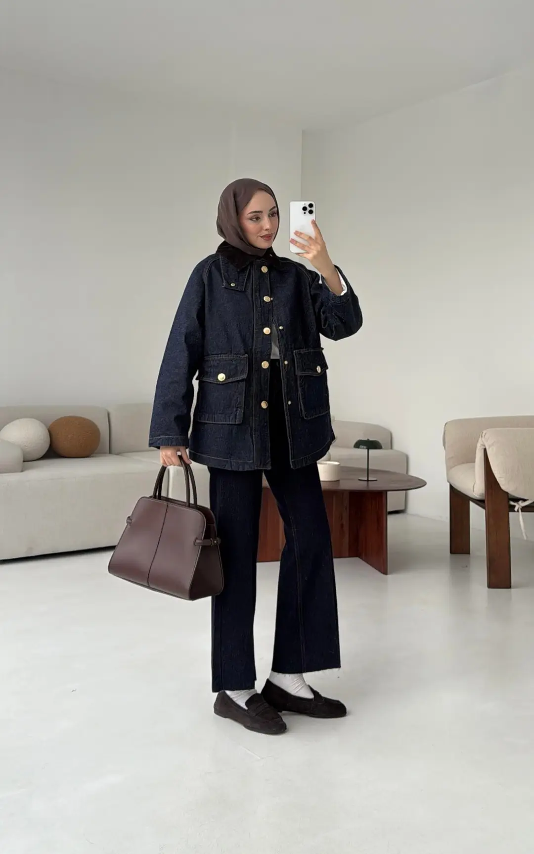 Kadife Yaka Premium Denim Ceket