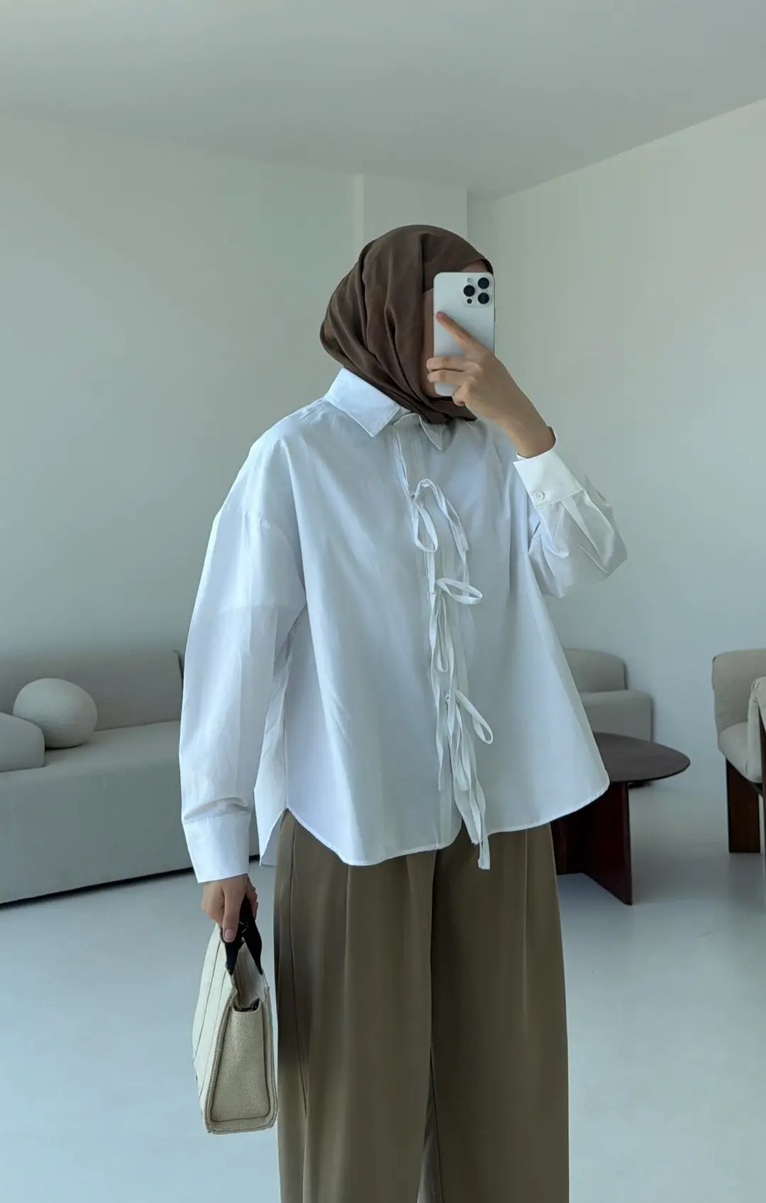 Poplin Baglamlı Gömlek Beyaz