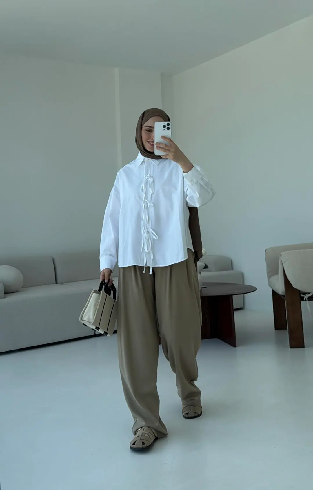 Poplin Baglamlı Gömlek Beyaz